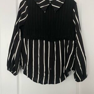 Black and White Striped Women's Top